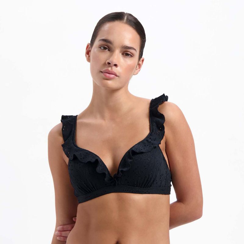 Beachlife Black Embroidery Bikinitopp