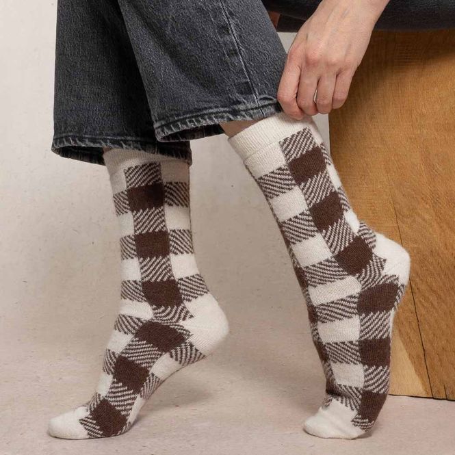 Hovedbilde Bleuforet Alpaca Wool Socks With Tartan Pattern